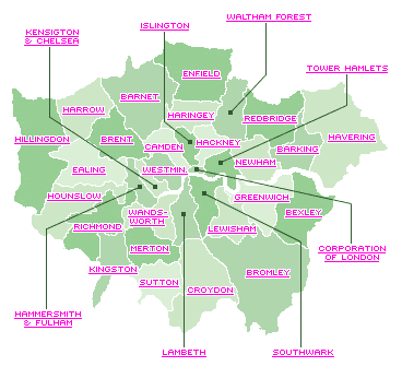 map of Greater London Region